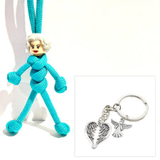 White Female | Turquoise | Angel Attachment | Carer | HCP |  Cleaner | pBuddies ParaCord KeyRing Set