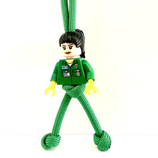 White Female | Green Cord | Green Torso | Various Hair Colours |  NHS Paramedic / Ambulance - Hero pBuddies ParaCord KeyRing