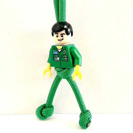 White Male | Green Cord | Green Torso | Various Hair Colours | NHS Paramedic / Ambulance - Hero pBuddies ParaCord KeyRing